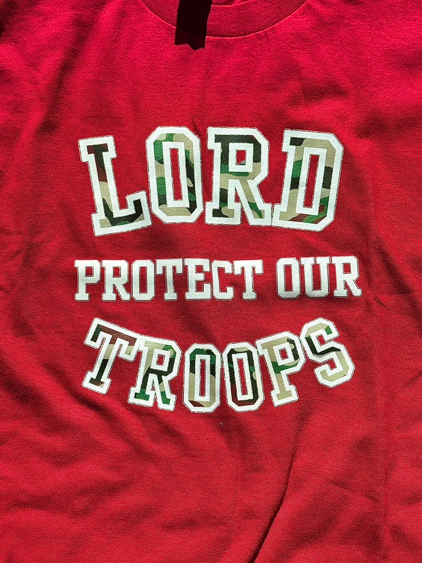 R.E.D. Lord protect our troops red t shirt ( remember everyone deployed)