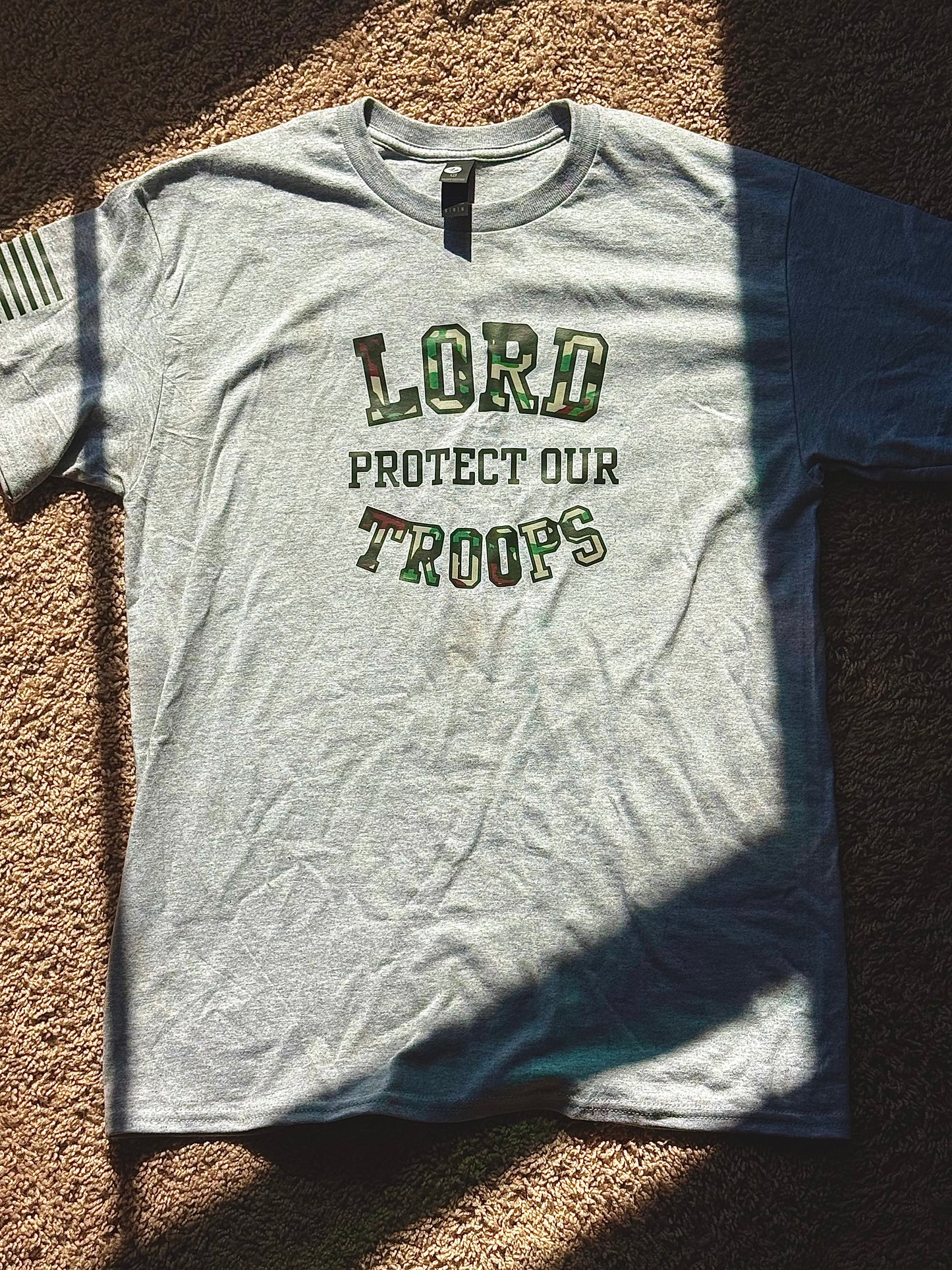 Lord protect our troops (GREY)t shirt