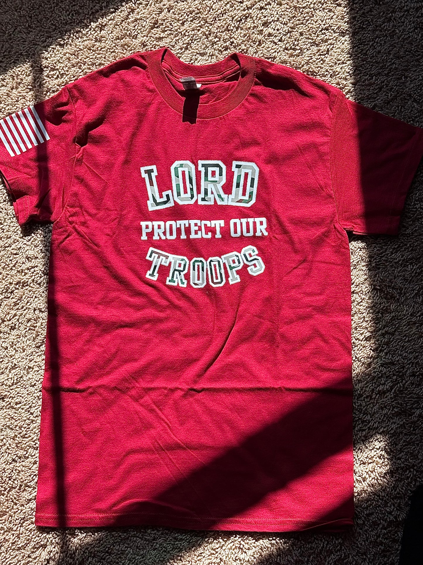 R.E.D. Lord protect our troops red t shirt ( remember everyone deployed)