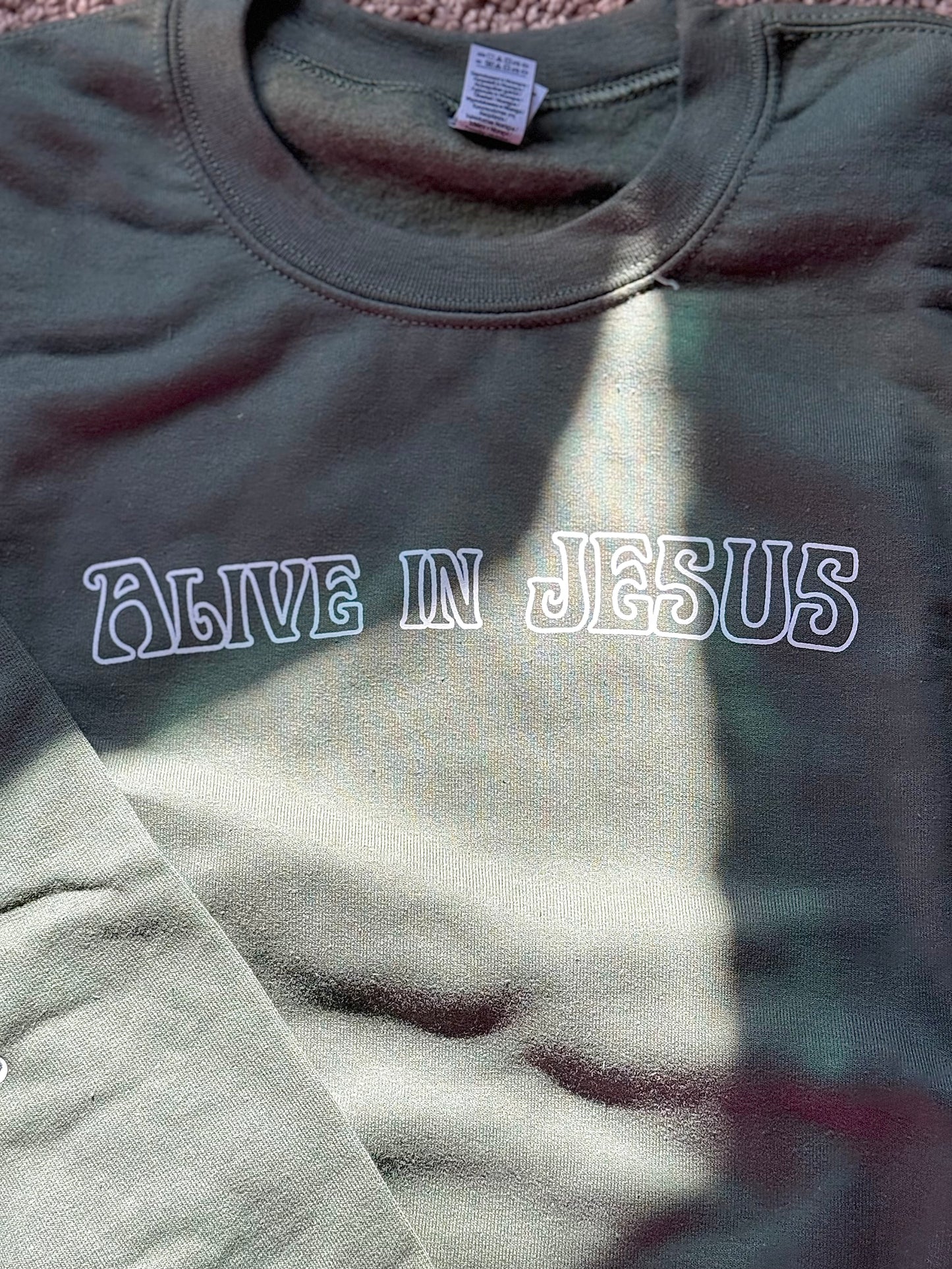 Alive in Jesus (green) crewneck