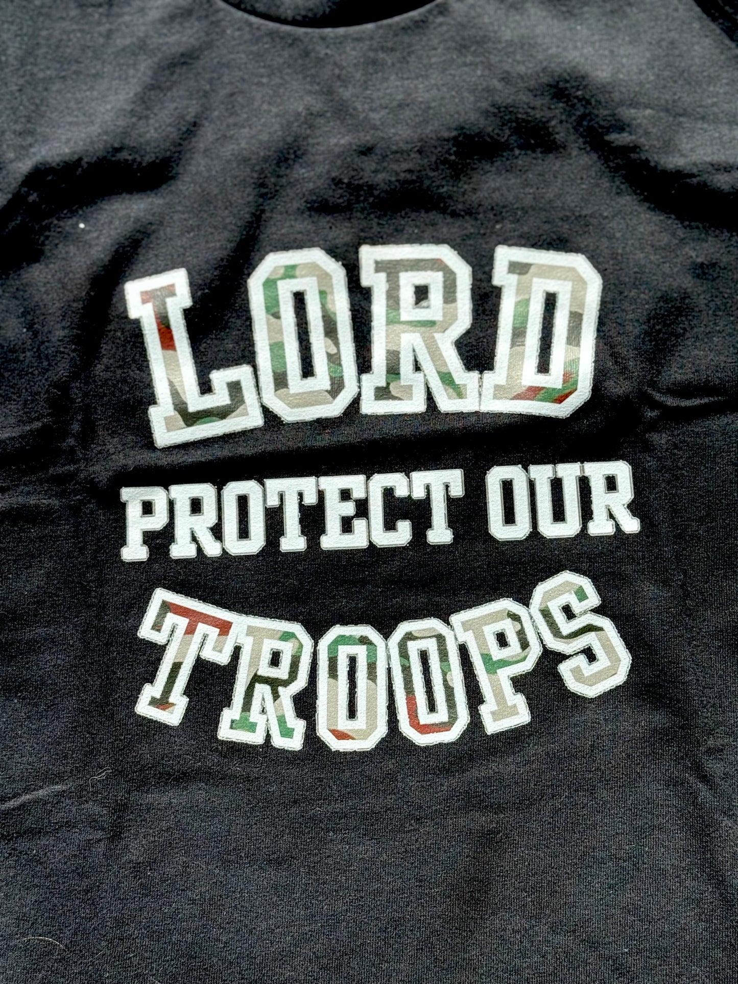 Lord protect our troops black Tshirt