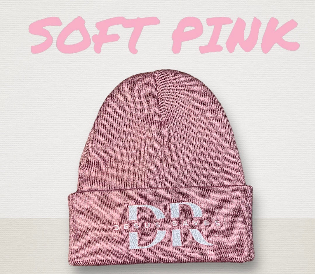Jesus saves cotton beanie (Soft pink)