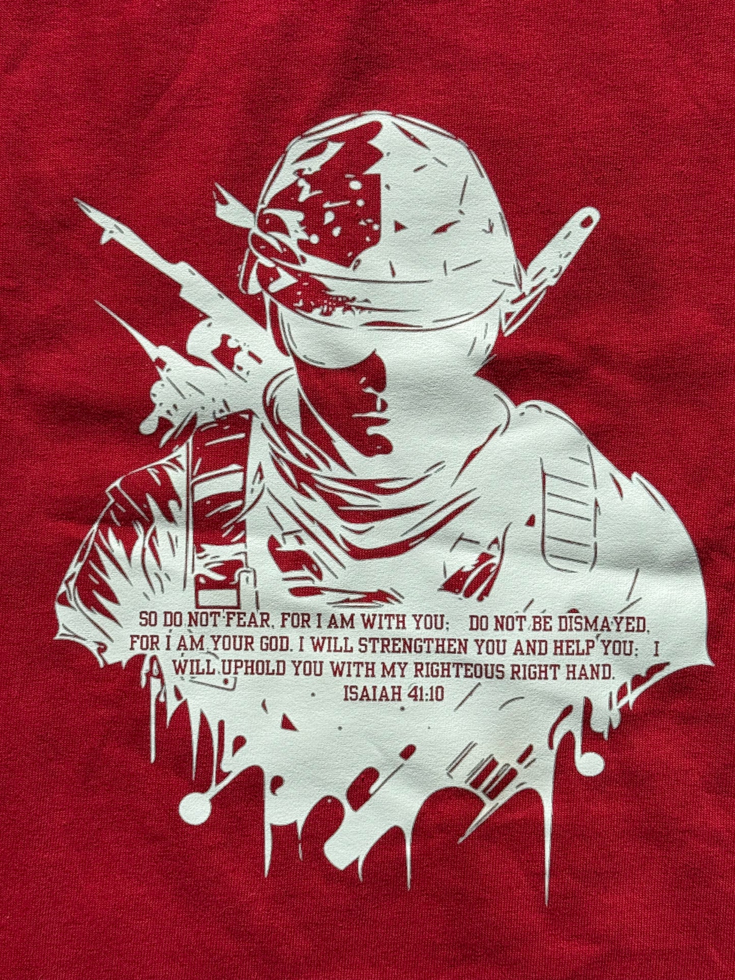R.E.D. Isaiah 41:10 red t shirt (remember everyone deployed)