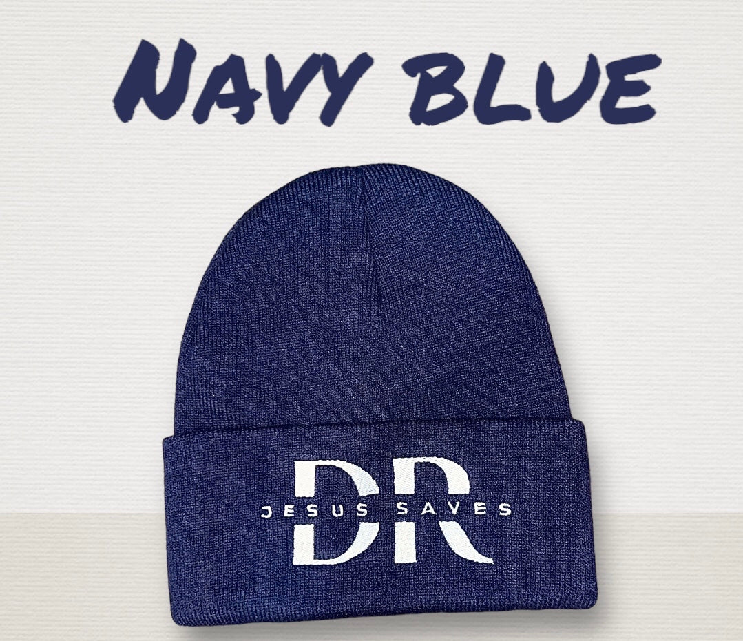 Jesus save cotton beanie (Navy blue)