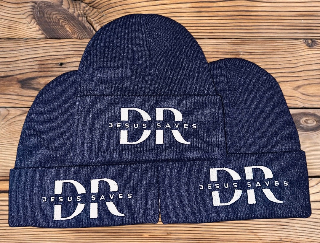 Jesus save cotton beanie (Navy blue)