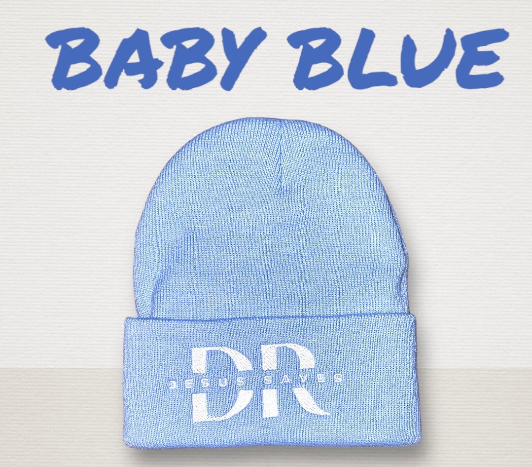 Jesus saves cotton beanie (Baby blue)