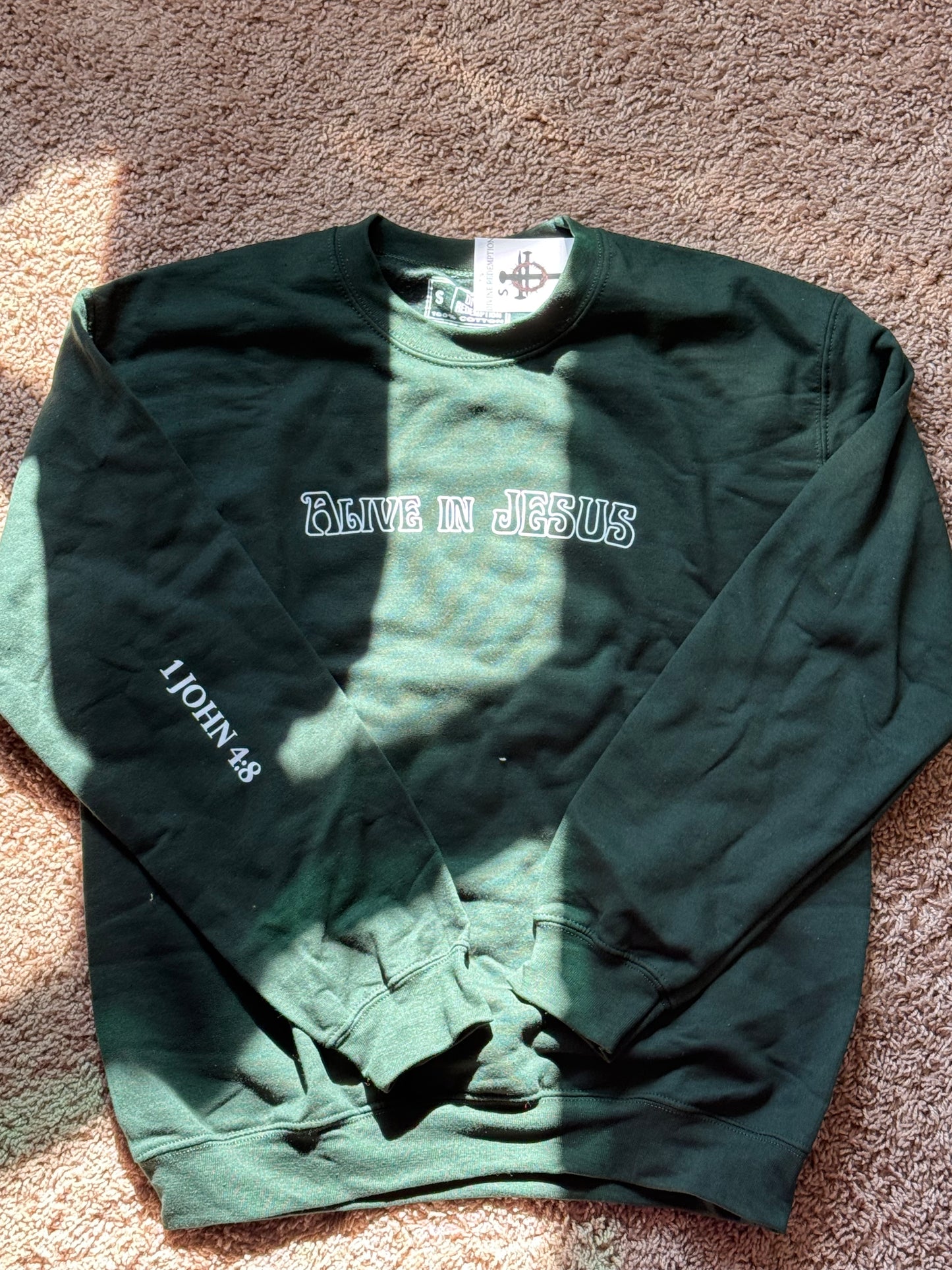 Alive in Jesus (forest) crewneck