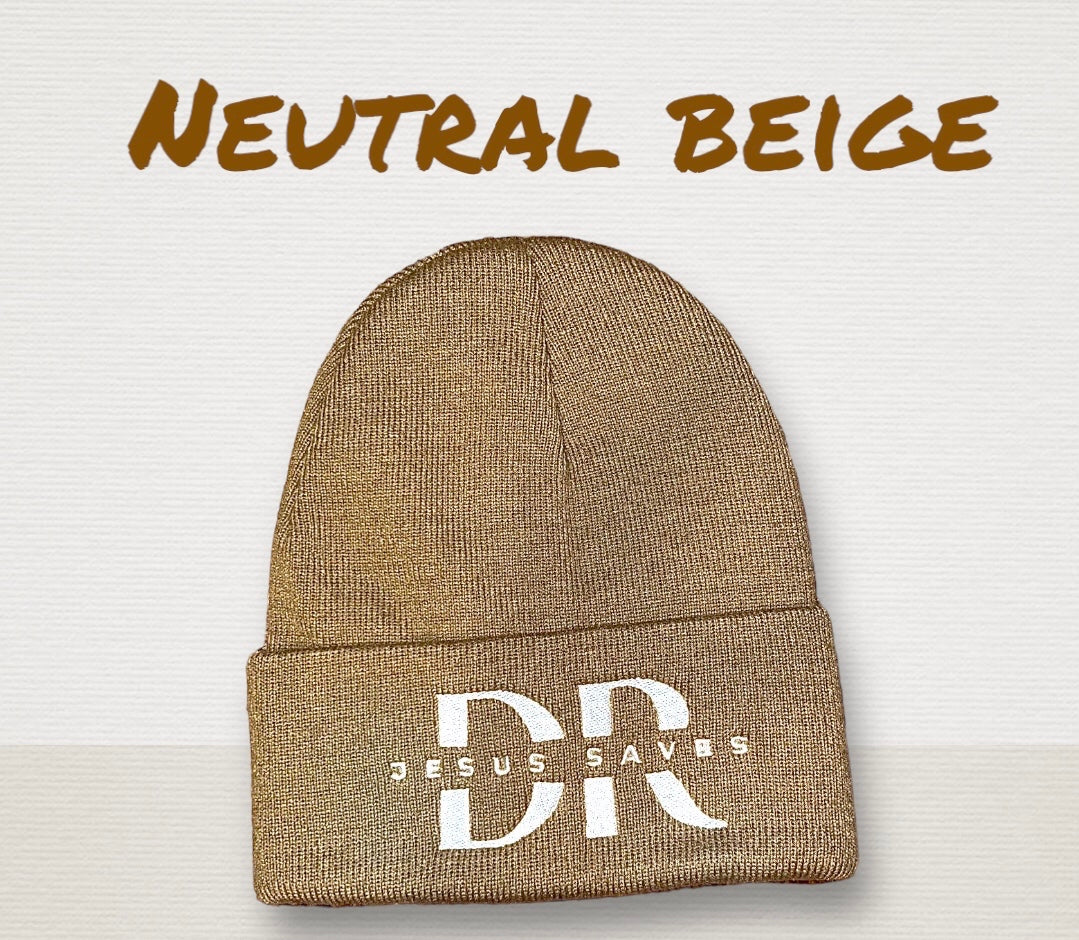 Jesus saves cotton beanie (Neutral beige)