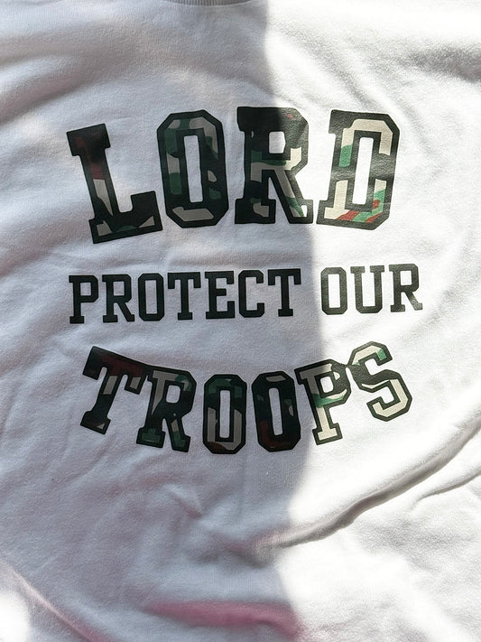 Lord protect our troops (white) t shirt