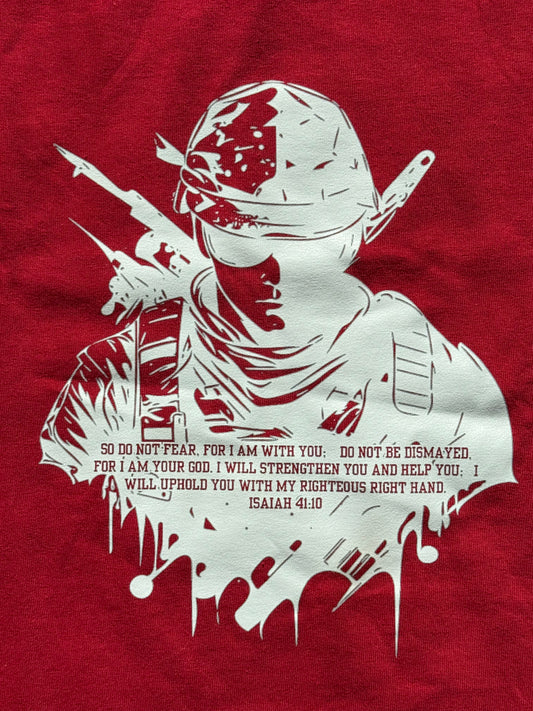 R.E.D. Isaiah 41:10 red t shirt (remember everyone deployed)