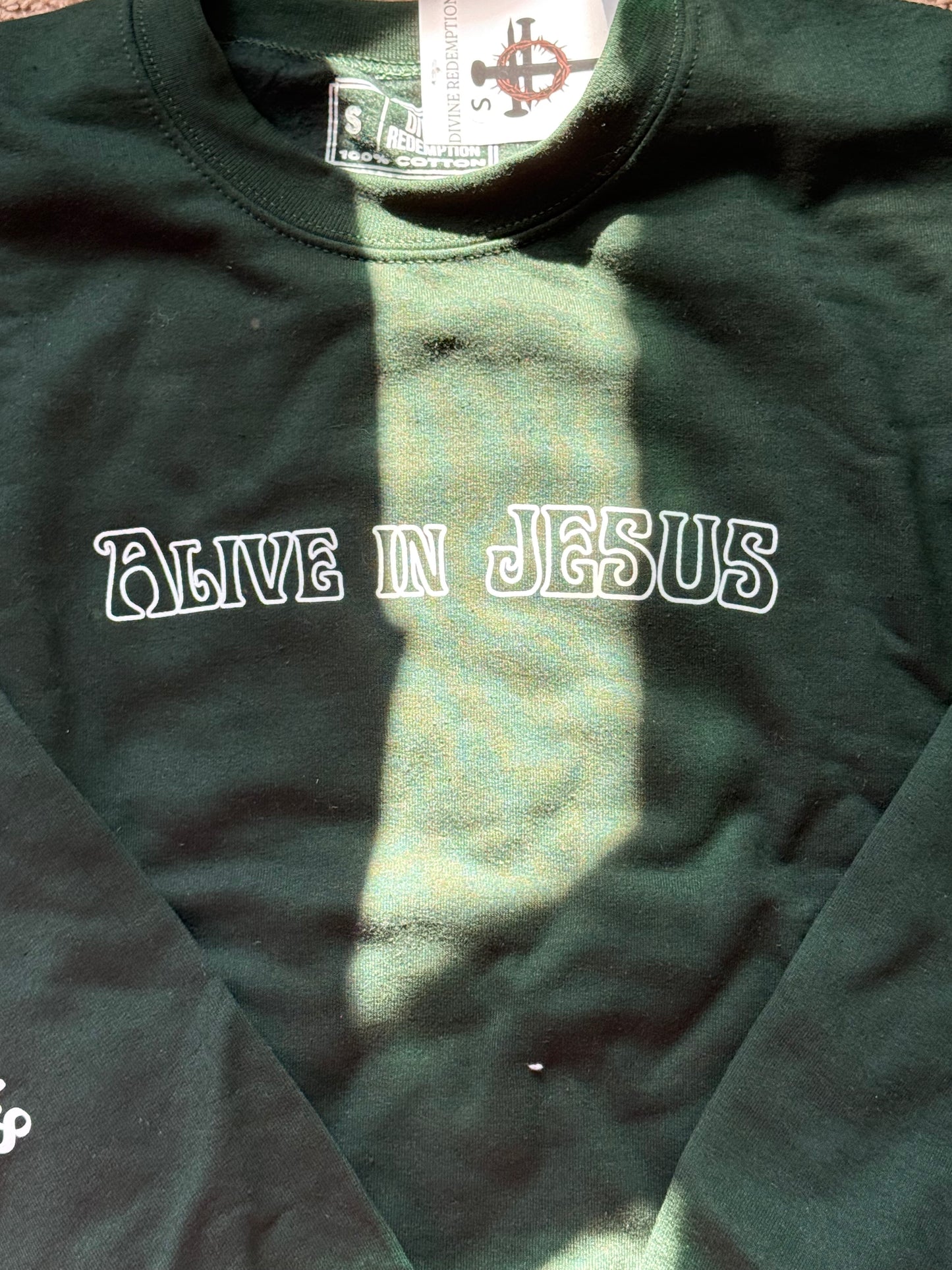Alive in Jesus (forest) crewneck